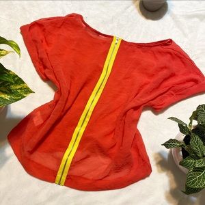 Sheer Coral Zipper Blouse